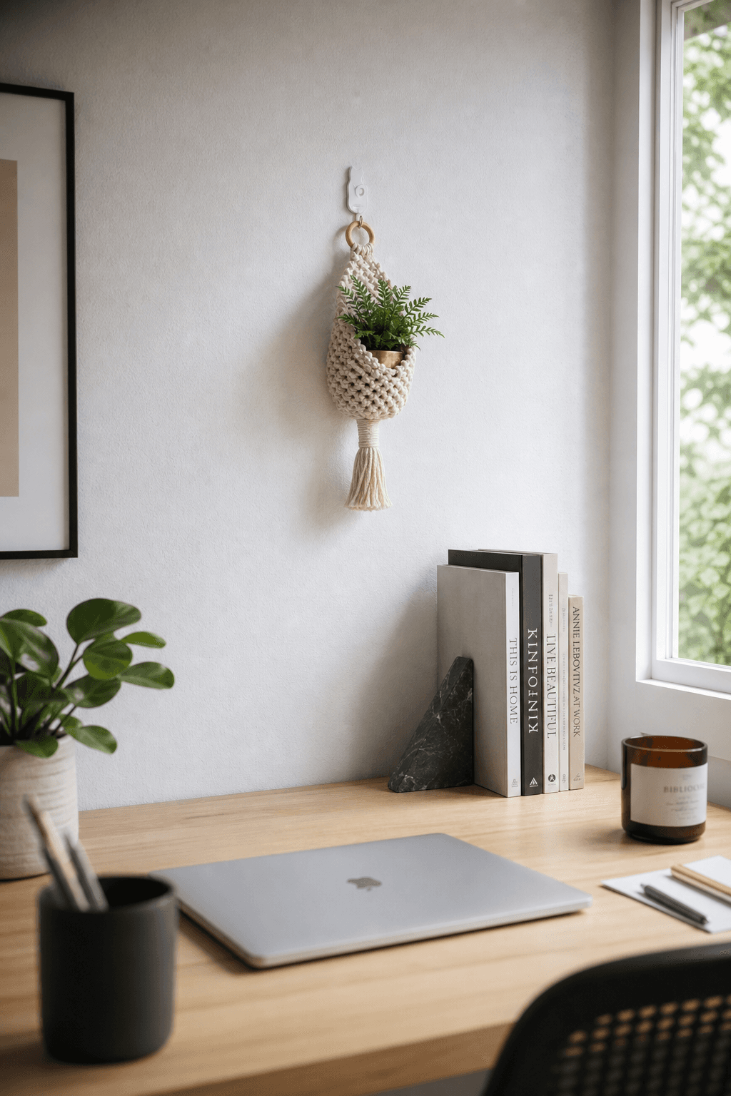 Cache-Pot Suspendu Macramé Crème