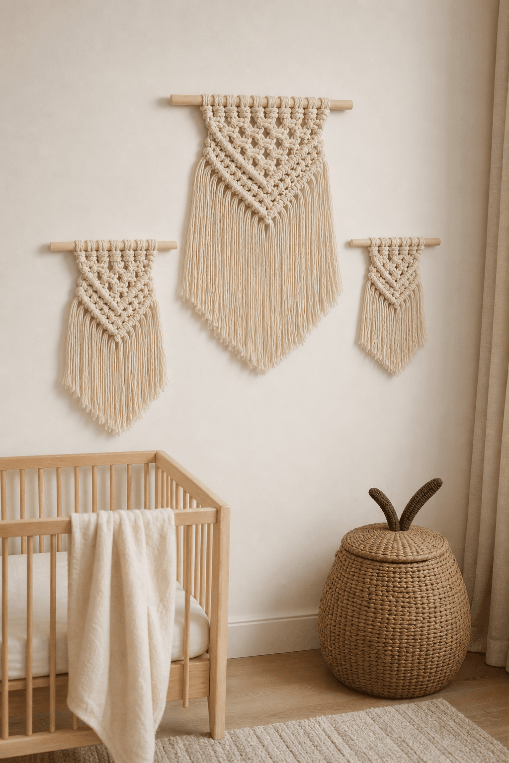 Mini Tapisserie Macramé Triangle Crème