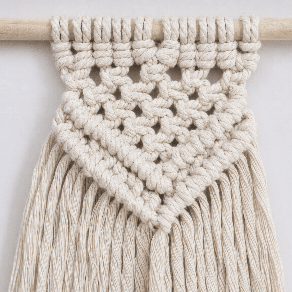 Mini Tapisserie Macramé Triangle Crème