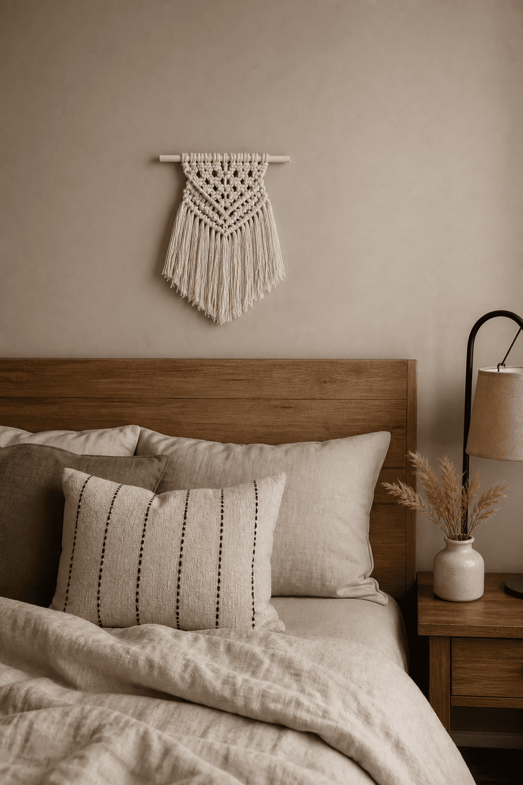 Mini Tapisserie Macramé Triangle Crème
