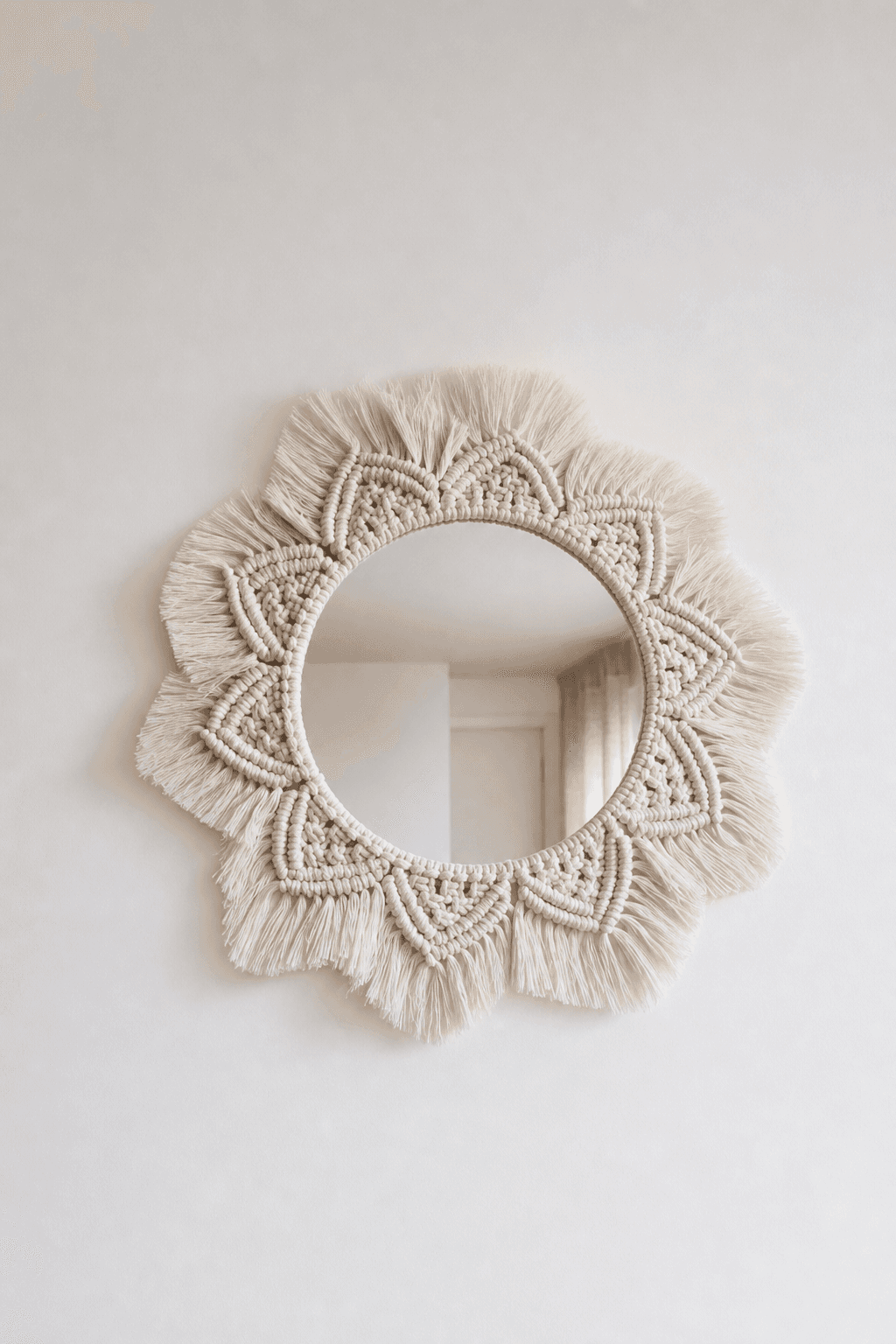 Miroir Macramé Mandala Sunburst Crème