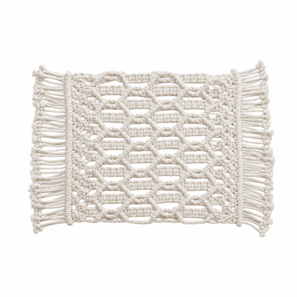 Set de Table Macramé Géométrique Crème