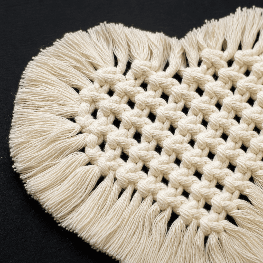 Sous-Verre Macramé Cœur Crème