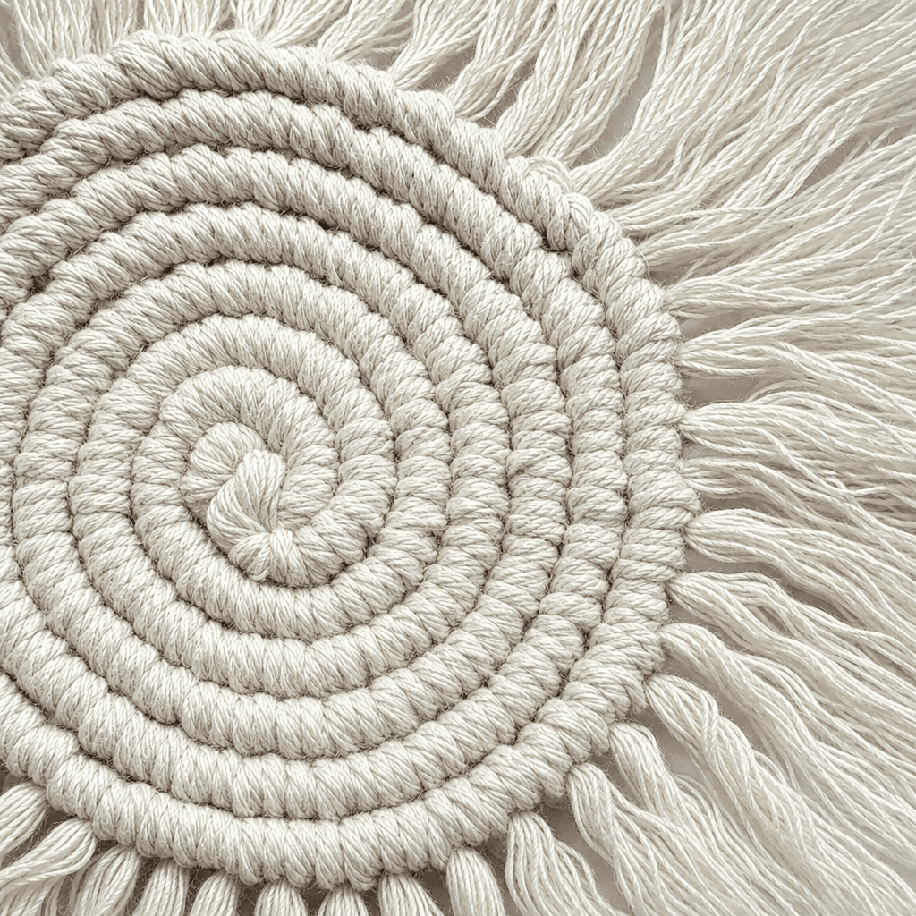 Sous-Verre Macramé Spirale Franges