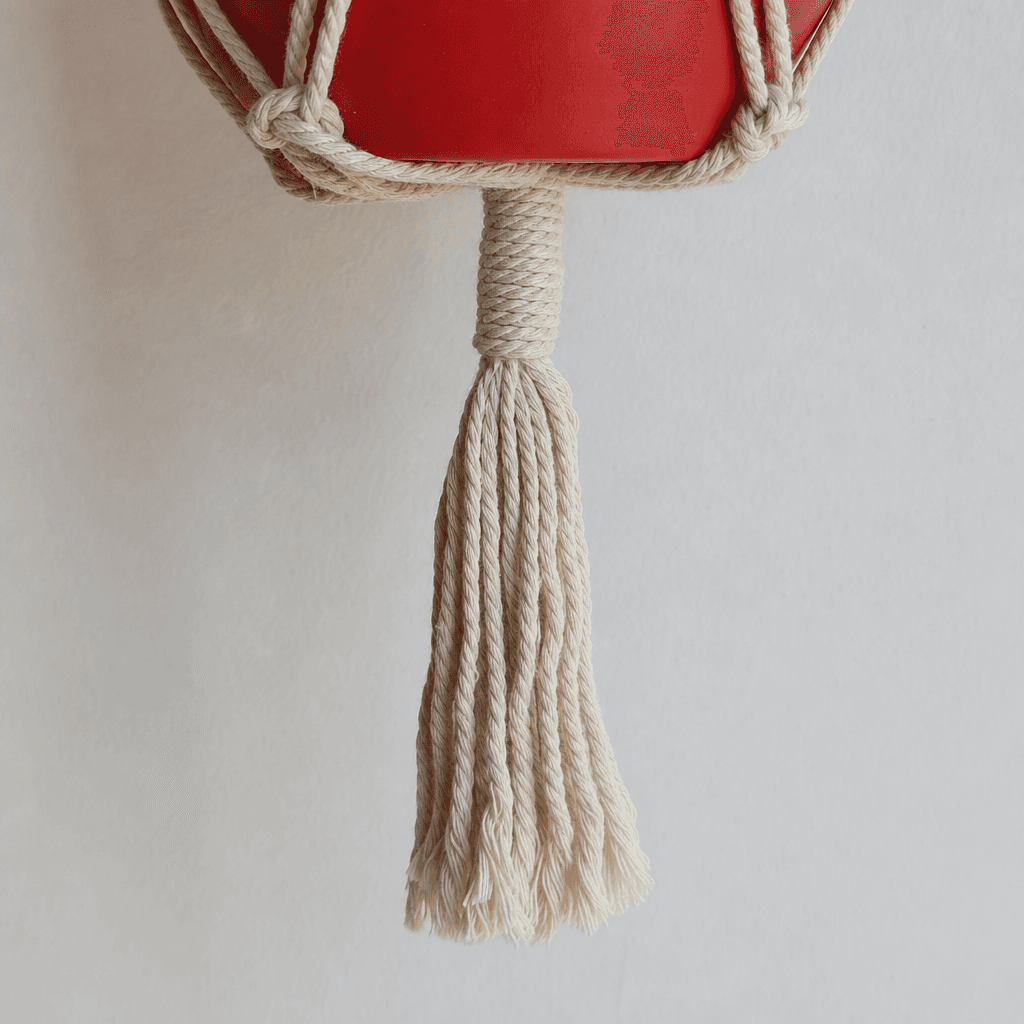 Suspente Plante Macramé 4 Perles Pot Corail